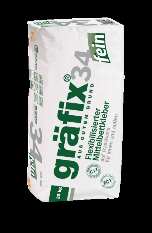 Mittelbettkleber auf Trassbasis - 25 kg Sack